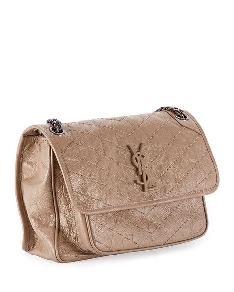 niki medium monogram ysl shiny waxy quilted shoulder bag